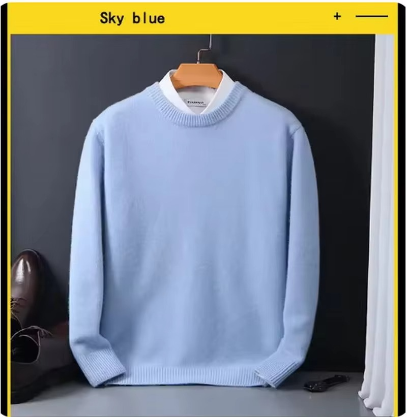 Street-Wave Classic Cashmere O-Neck Navy Men's Sweater Knit Pullover for Soft Warmth and Refined Comfort