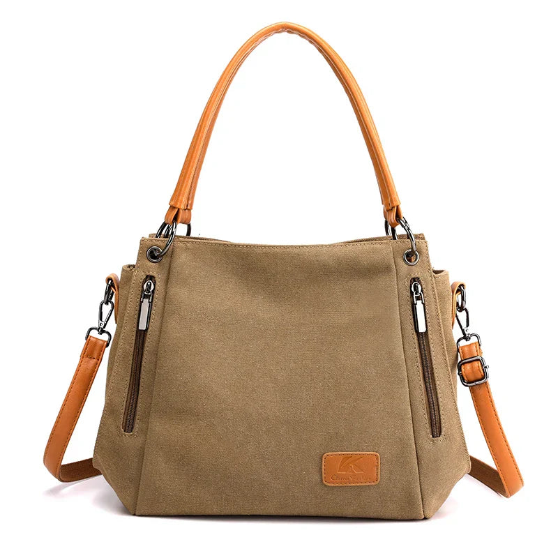 Street-Wave Veyora Luxe Canvas Tote Bag - Premium Canvas Construction Spacious Interior Zipper Closure For Versatile Carry