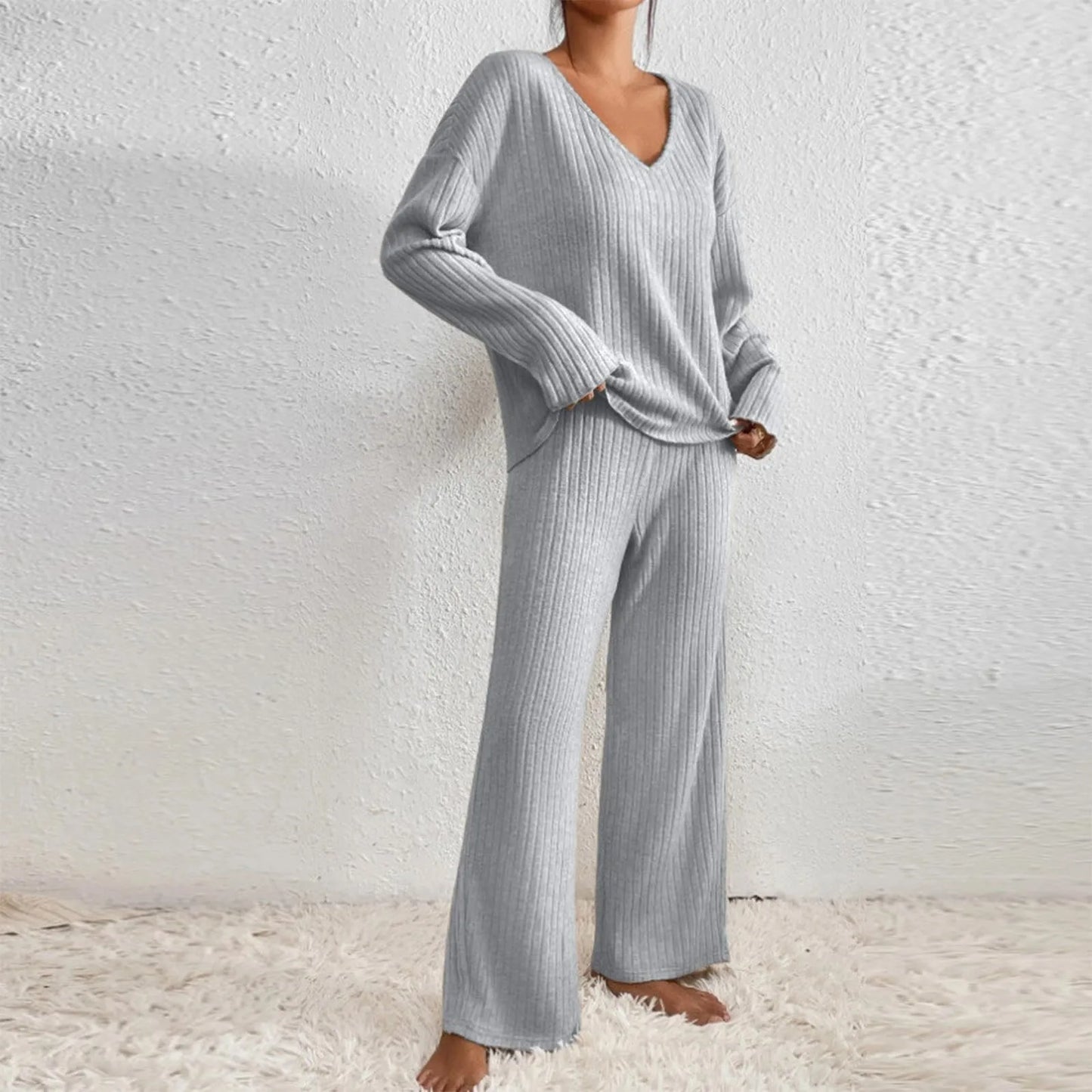 Women's Knitted Two-Piece Set with Soft Fabric and Relaxed Fit