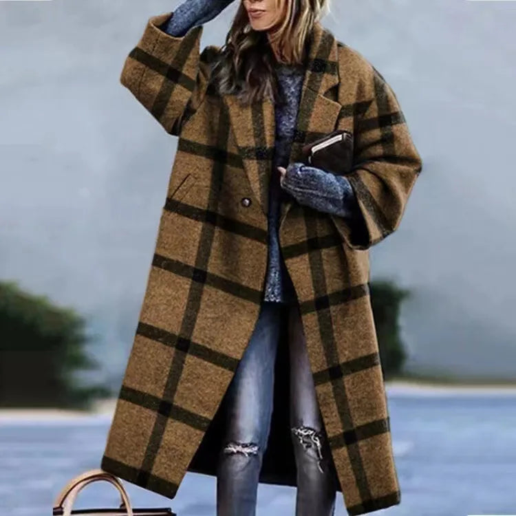 Street-wave Oversized Coat for Women, Color Block Design, Versatile Chic Comfort