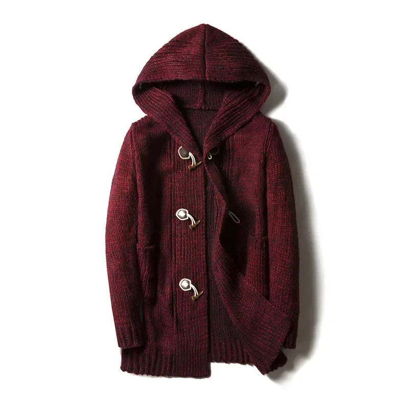 Street-wave Men's Chunky Knit Hooded Jacket - Cozy Warmth, Rugged Texture, Everyday Essential