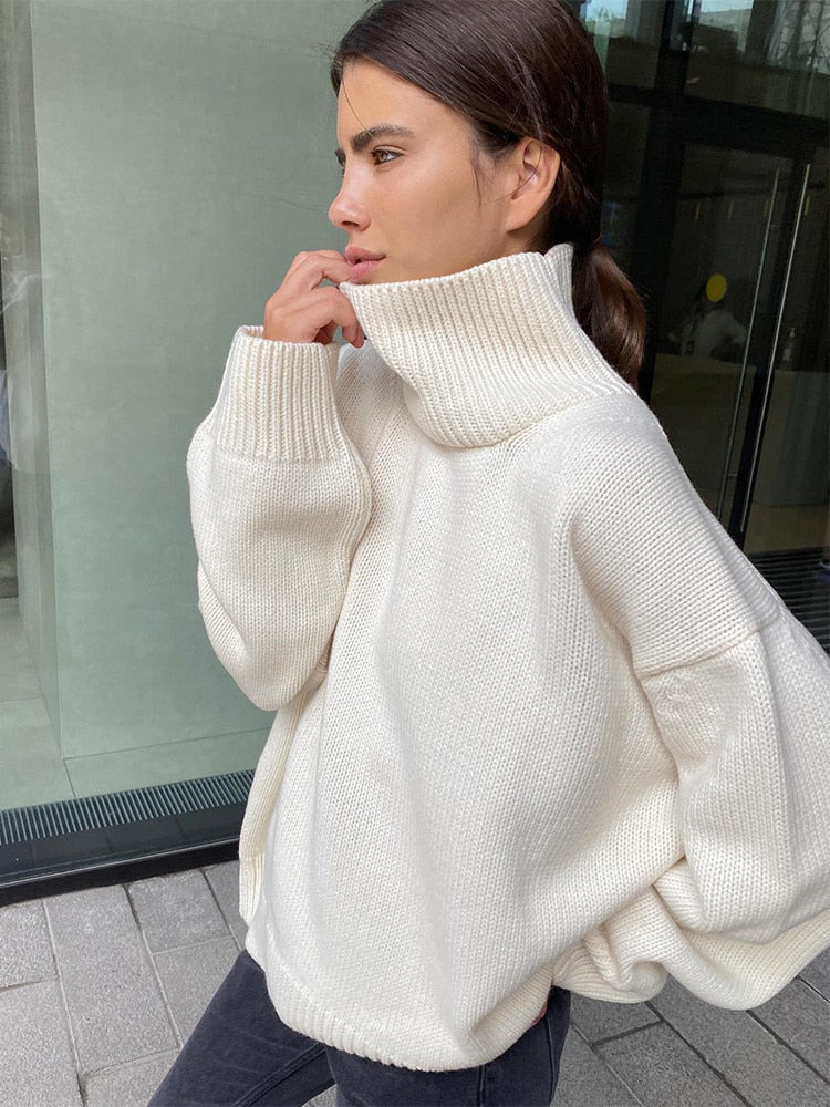 Street-wave Loose Knit Turtleneck Sweater For Women Cozy Trendy Autumn Winter Essential