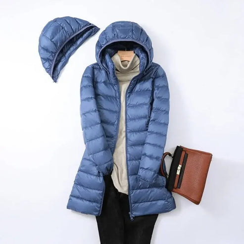 Street Wave Lightweight Puffer Jacket With Removable Hood Longline Quilted Coat For Urban Explorers
