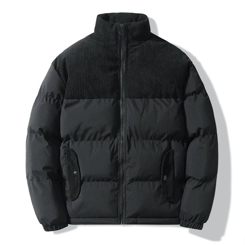Street-Wave Puffer Jacket With Cord Details For Men Cozy Quilted Warmth And Modern Style