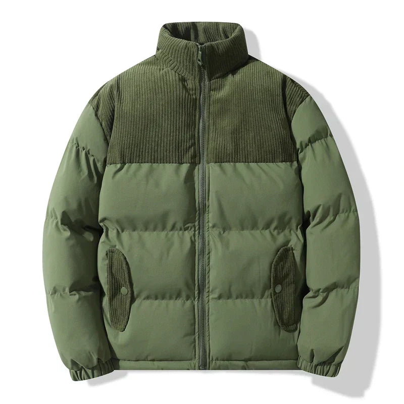 Street-Wave Puffer Jacket With Cord Details For Men Cozy Quilted Warmth And Modern Style
