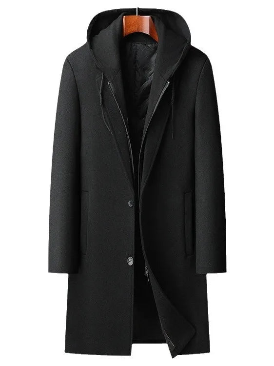 Street-wave Mens Coat With Removable Hood All-Weather Urban Style Versatile Outerwear