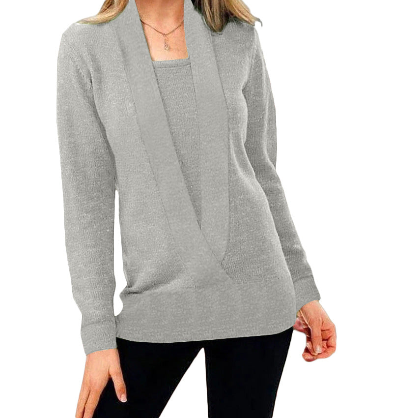 Street Wave Soft Knit Sweater Deep V Neck for Women Versatile Elegant Everyday Wear