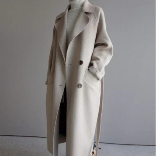 Streetwave Tailored Wool Coat For Women With Belt Long Silhouette Timeless Warmth