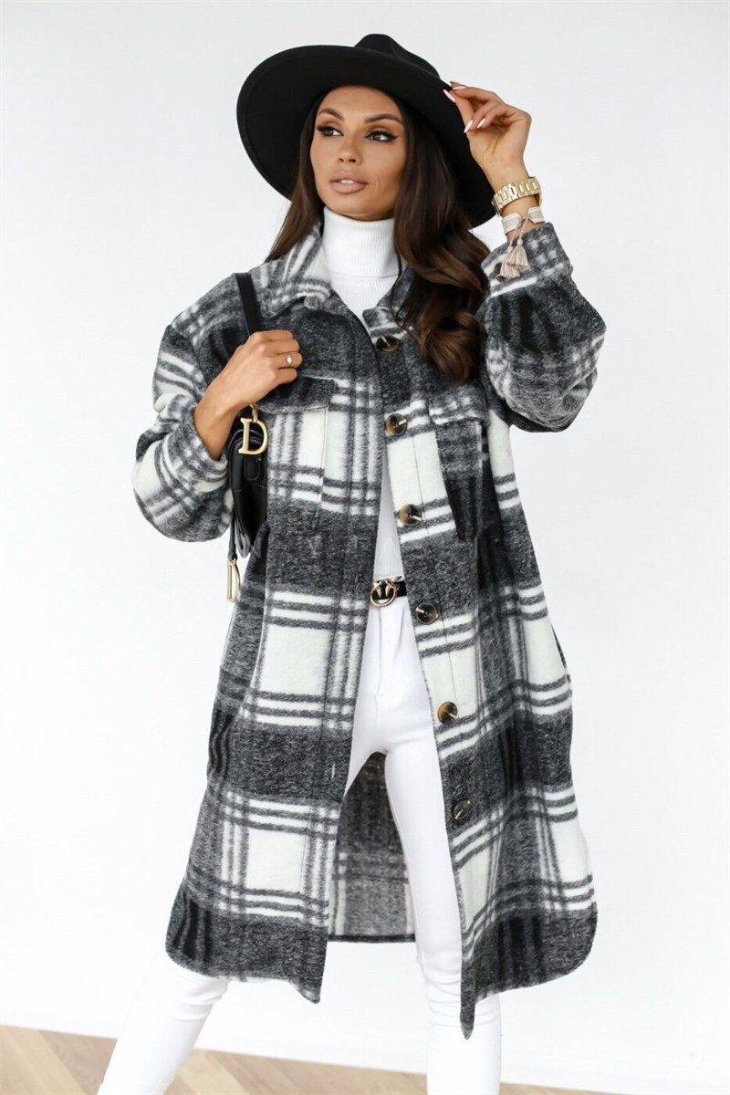 Street-Wave Plaid Wool Coat For Women Scottish-Style Checked Jacket With Warmth And Style