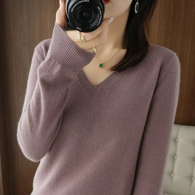 Streetwave V Neck Pullover For Women Cozy Knit Sweater Lightweight Warmth For Everyday Layering