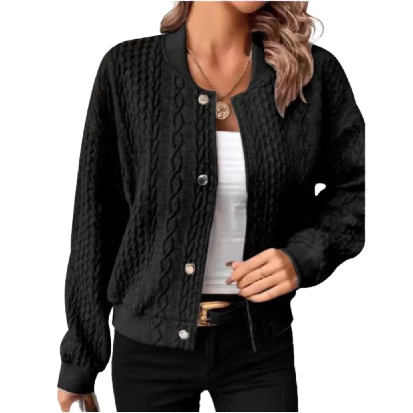 Street-Wave Women Cable Knit Cardigan Timeless Comfort Chic Cozy Knitwear For Everyday Wardrobe