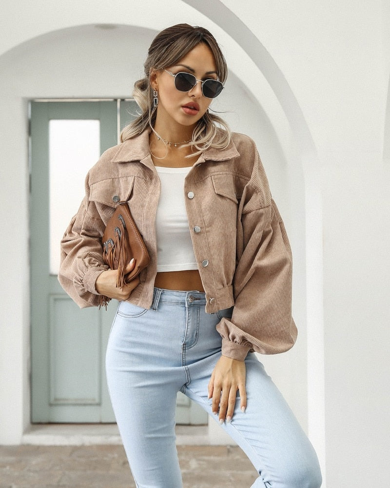 Street-Wave Oversized Corduroy Jacket For Women Ultimate Comfort And Trendy Everyday Style