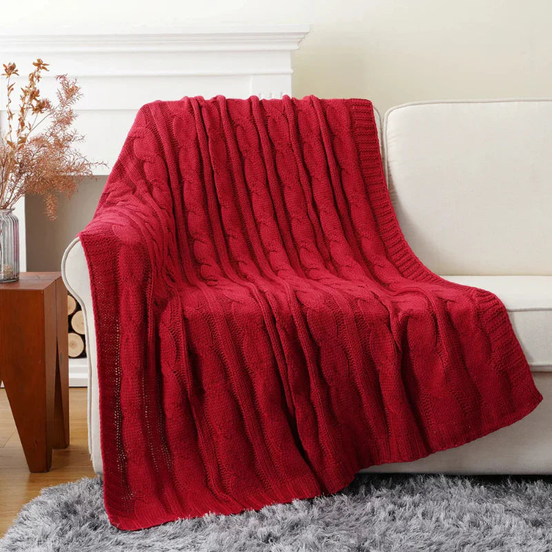 Battilo Textured Knit Throw Blanket Ultra Soft Cable Knit Warm Cozy Bed and Sofa Decor