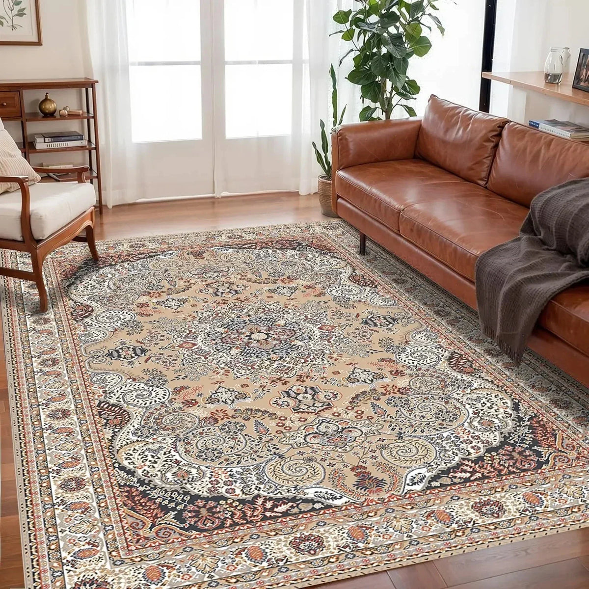 Vikama Bohemian Floor Mat Non Slip Large Living Room Rug For Boho Home Lovers