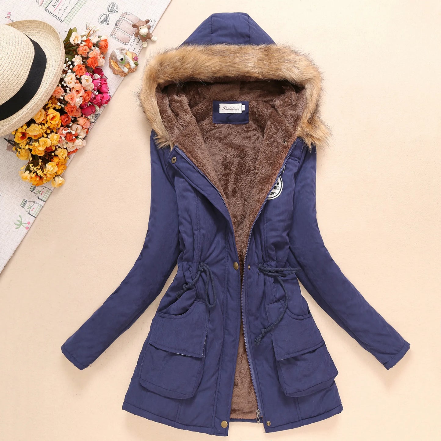 Streetwave Padded Cotton Jacket Women Slim Fit Fur Hood Warm Yet Elegant For Autumn Winter