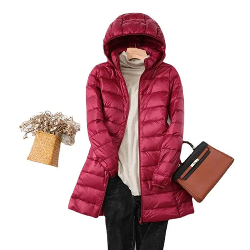 Street Wave Lightweight Puffer Jacket With Removable Hood Longline Quilted Coat For Urban Explorers