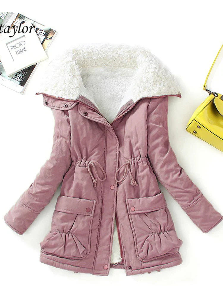 Street-wave Faux Fur Lined Winter Coat With Adjustable Fit And Snap Zip Closure Parka Style For Women