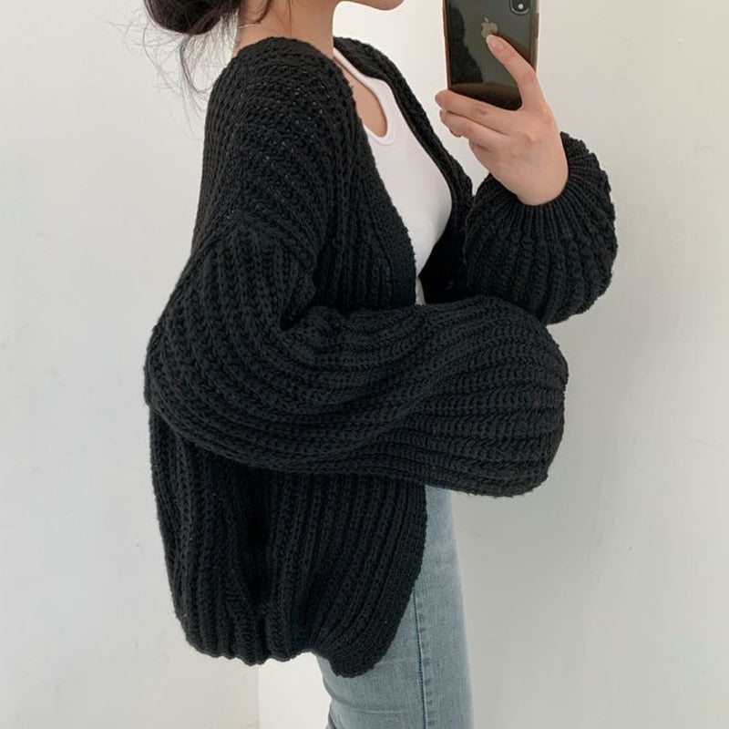 Streetwave Oversized Chunky Knit Cardigan For Women Cozy Durable Warmth And Relaxed Style