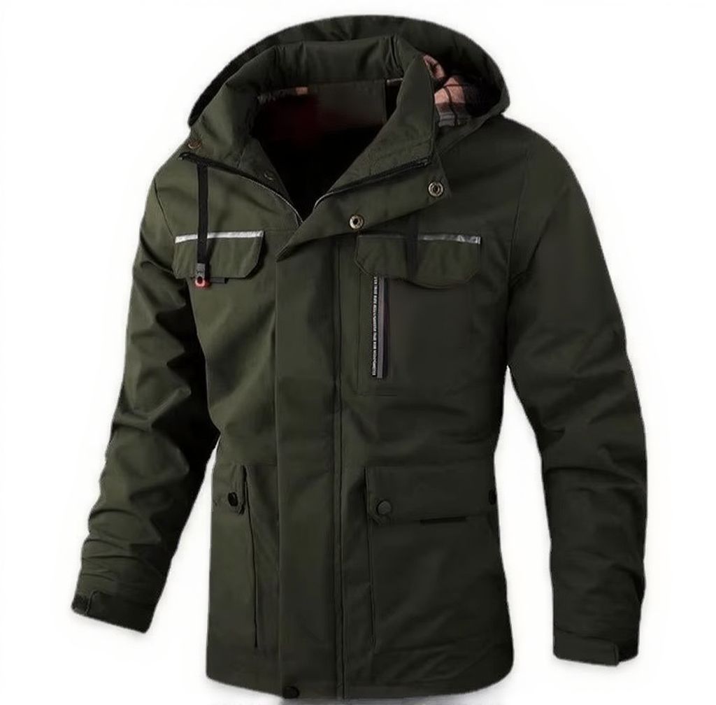 Street-Wave Men's Waterproof Soft Shell Hooded Windbreaker Jacket With Warm Fleece Lining