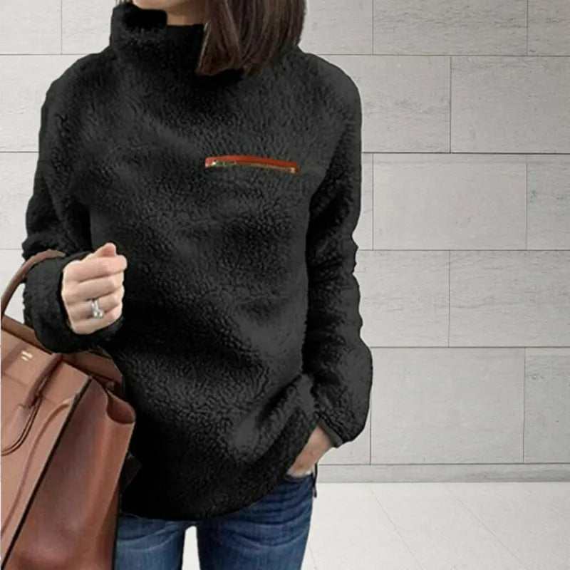 Street-wave Plush Fleece Pullover For Women Ultra Soft Cozy Comfort Warmth All Day Casual Wear