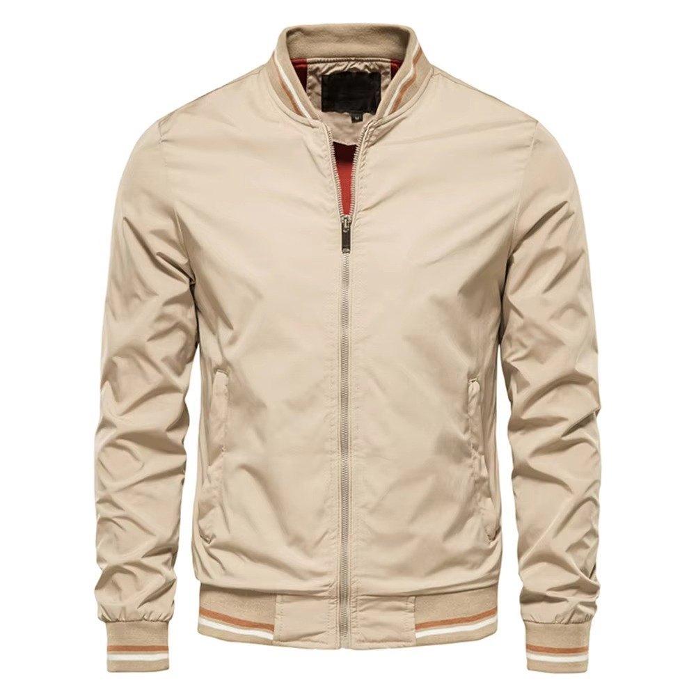 Mens Slim Fit Burgundy Bomber Jacket Lightweight Baseball Style For All Seasons Street-Wave