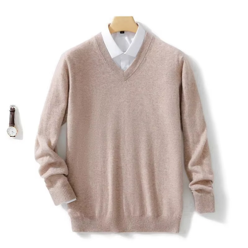 Men's Wool Blend V Neck Sweater Warm Knit Pullover For Winter Casual Fit Up To 5XL Street-Wave