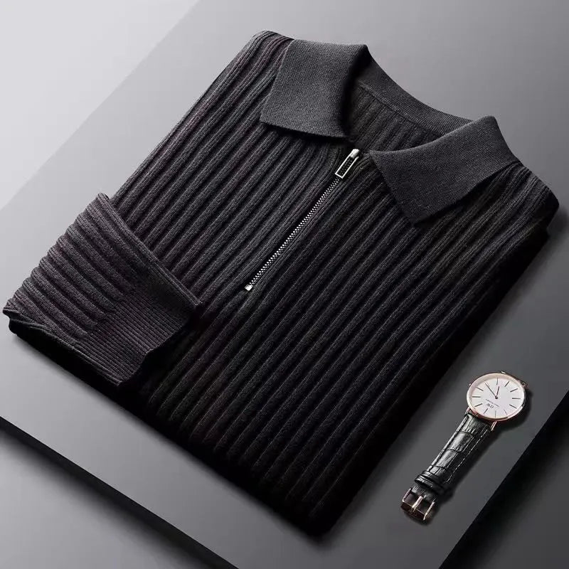 Ribbed Zip Neck Sweater For Men Street-Wave Comfort Fit