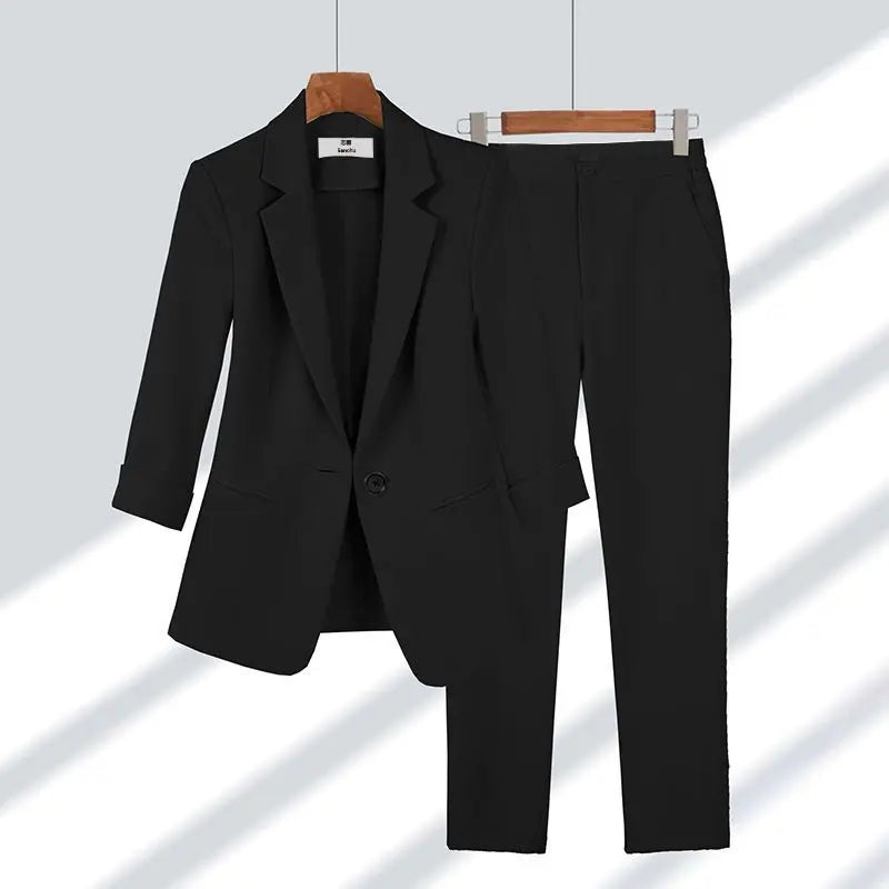 Street-wave Premium Women's Two-Piece Suit With Jacket And Pants Elegant Tailored Fit For Professionals