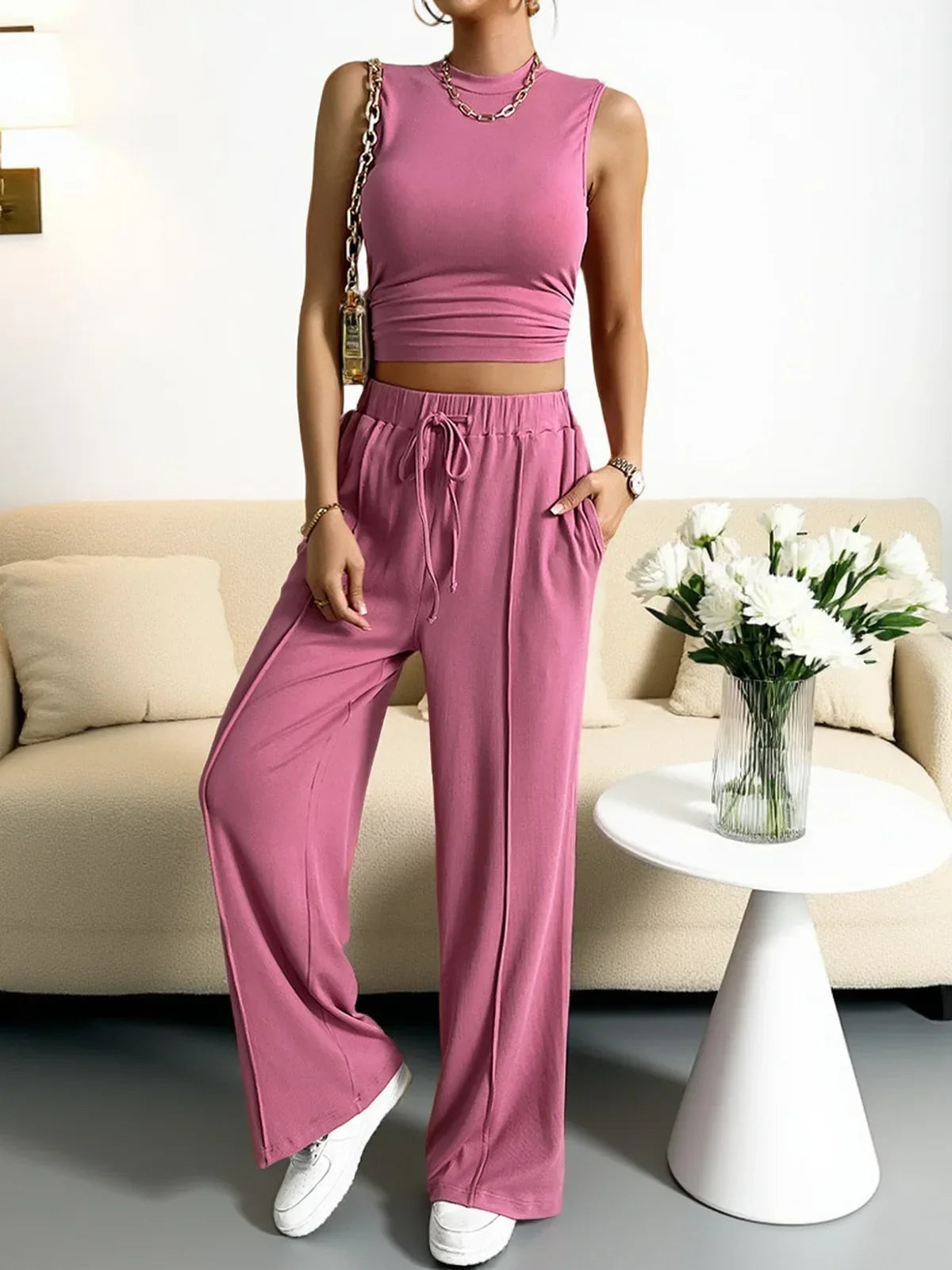 Street-Wave Lena Summer Two-Piece Pants Set Women Breathable