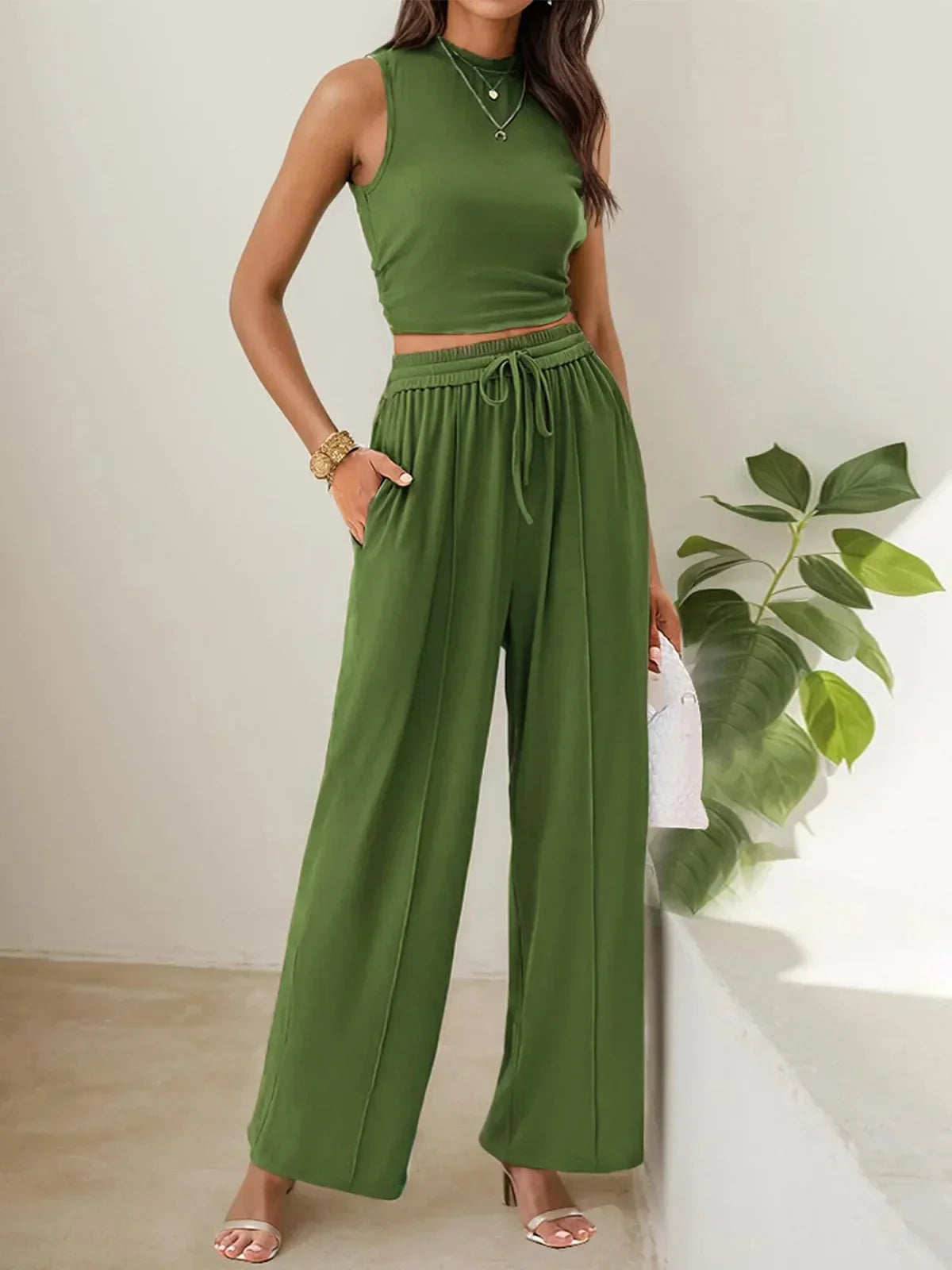 Street-Wave Lena Summer Two-Piece Pants Set Women Breathable