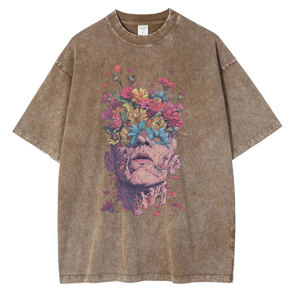 Street-Wave Titan Bloom Graphic T Shirt Premium Cotton Oversized Fit Breathable Comfort With Intricate Design