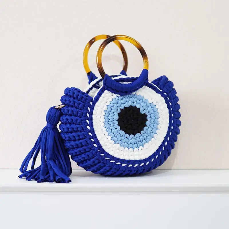 Street-Wave Evil Eye Mini Clutch - Handwoven Protective Eye Charm Bag For Daily Style And Security