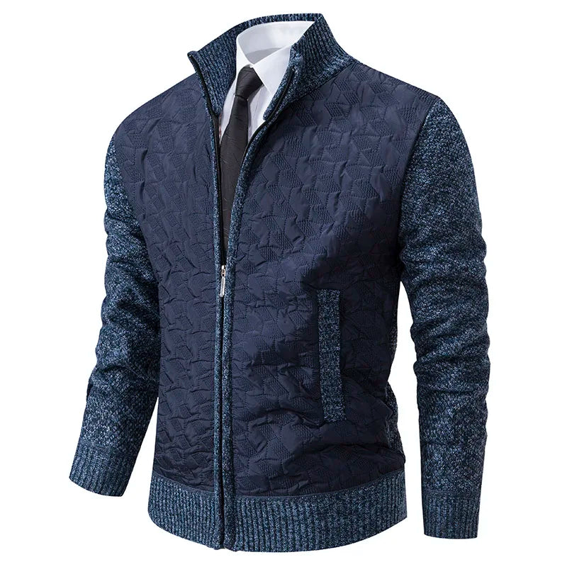 Street-Wave Padded Knit Jacket For Men Warm Front Quilted Design Modern Everyday Essential Versatile