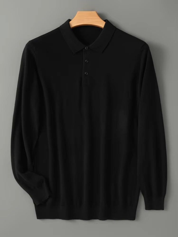 Men's Merino Wool Polo Collar Sweater Pullover For Cold Weather Warmth And Refined Everyday Comfort