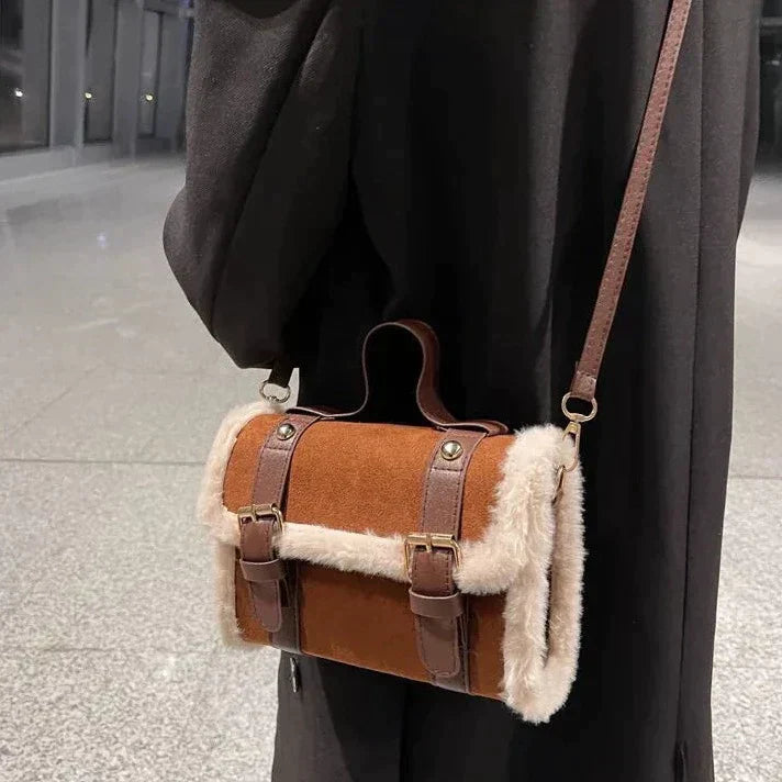 Street Wave Winter Crossbody Bag With Faux Fur Shearling Chic Everyday Companion For Women