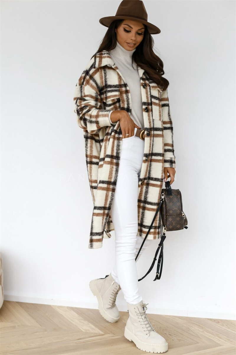 Street Wave Plaid Coat For Women Timeless Chic With Cozy Comfort And Functional Pockets