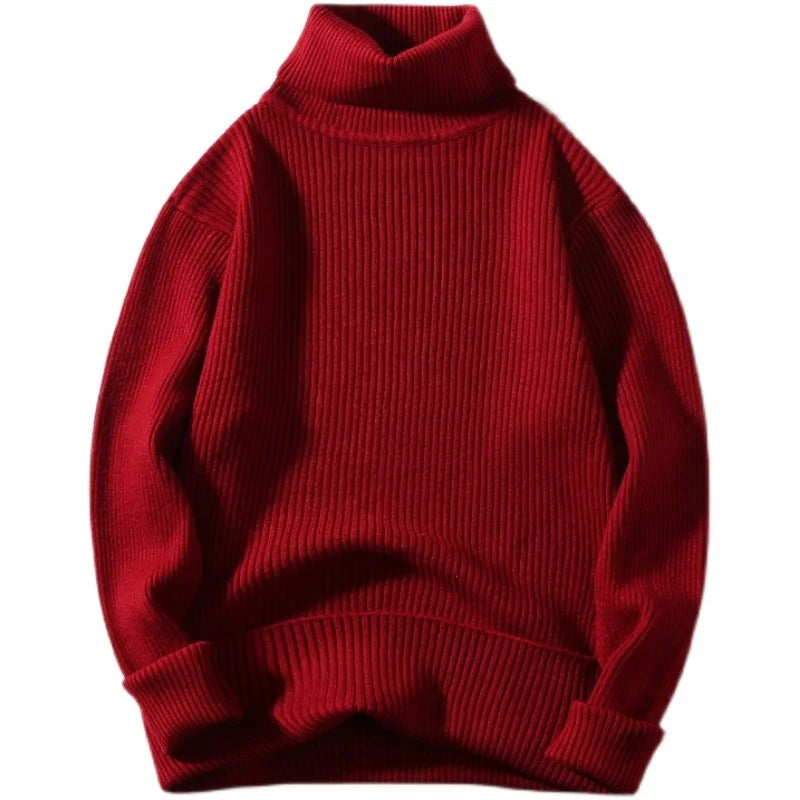 Street Wave Ribbed Rollneck Sweater Soft Warm For Layering Unisex Everyday Wear Cozy Knit Top