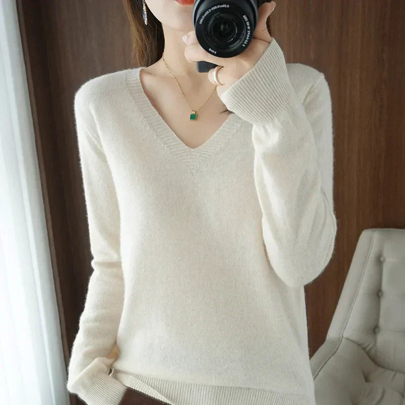 Streetwave V Neck Pullover For Women Cozy Knit Sweater Lightweight Warmth For Everyday Layering