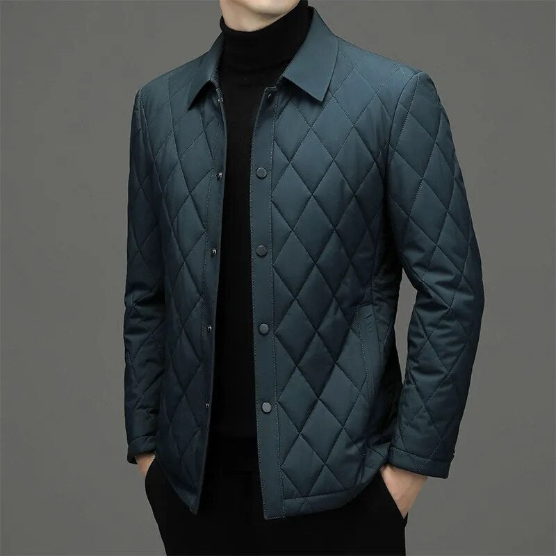 Street-wave Quilted Monogram Jacket For Men Diamond Stitch Pattern Premium Outerwear