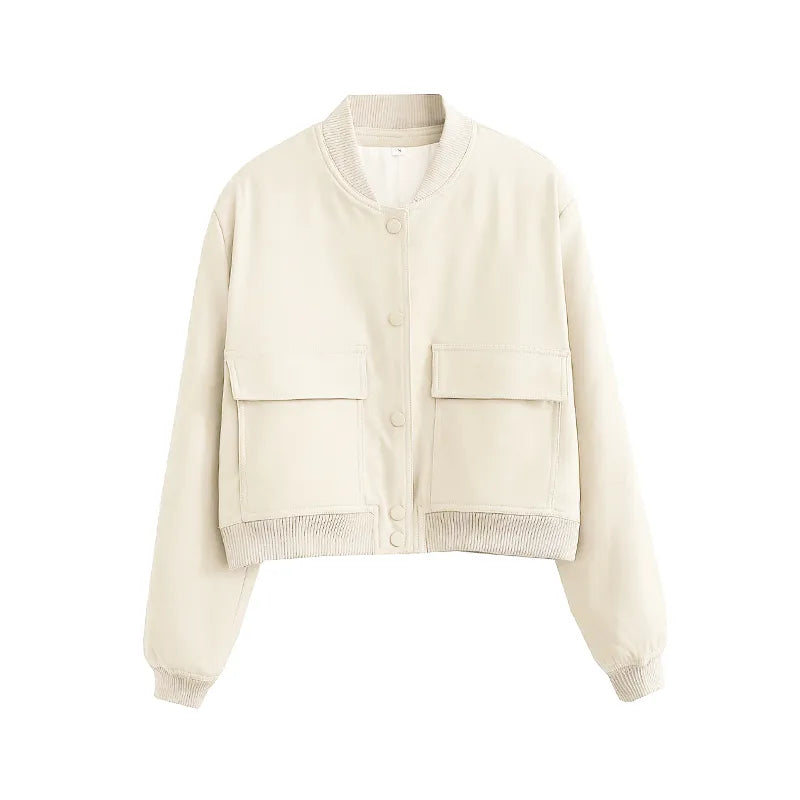 Street Wave Women's Bomber Jacket With Sleeves, Soft Breathable Polyester, Elegant Everyday Style