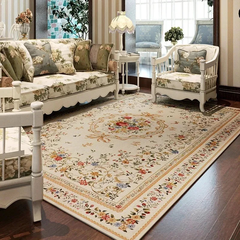 Retro Floral Area Rug Machine Washable Non Slip for Bedroom Decor Eprolo
