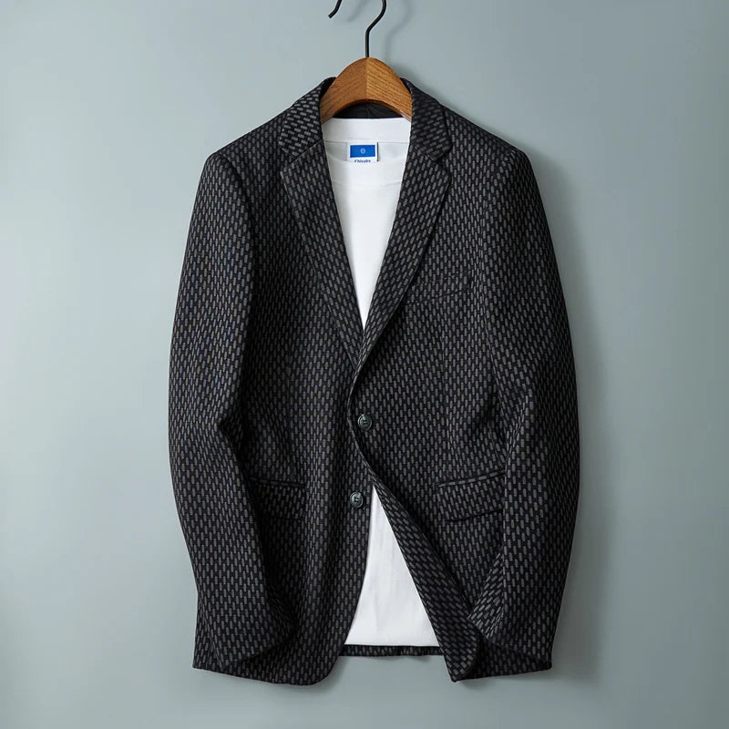 Street-wave Usher Stretch Blazer for Modern Men Lightweight Jacquard Smart Casual