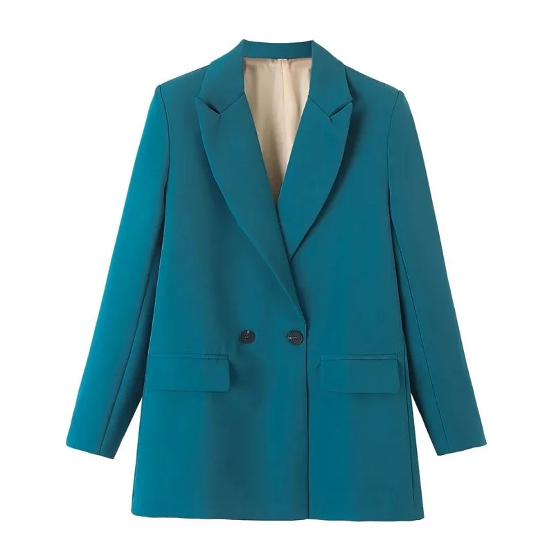 Street-wave Womens Formal Blazer With Pockets Elegant Camel Tailored Jacket For Professionals