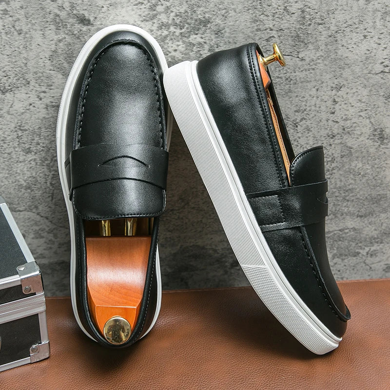 PrestigeWear Mens Casual Leather Loafers With Soft Footbed For All Day Comfort And Versatility