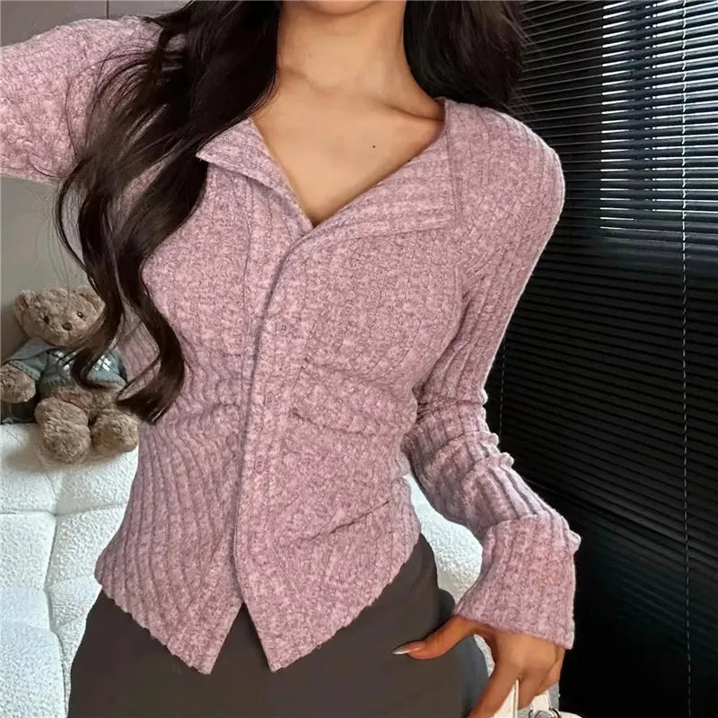 Street-Wave Noreen Cozy Knit Cardigan For Women Modern Warmth Easy Care Trendy Autumn Winter Pullover