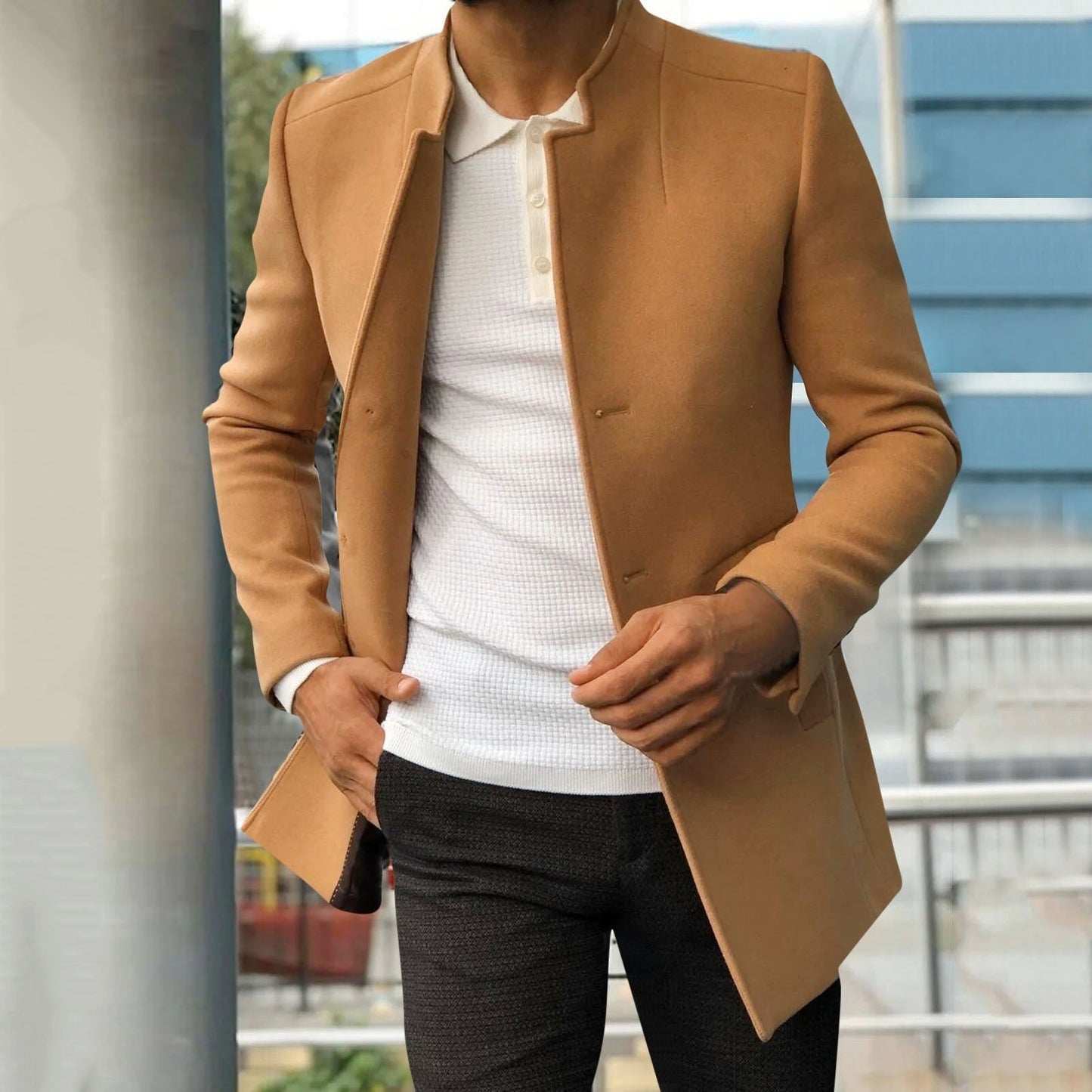 Street-wave Mens Tweed Jacket Classic Yet Modern Structured Tweed Fabric For Fall Winter