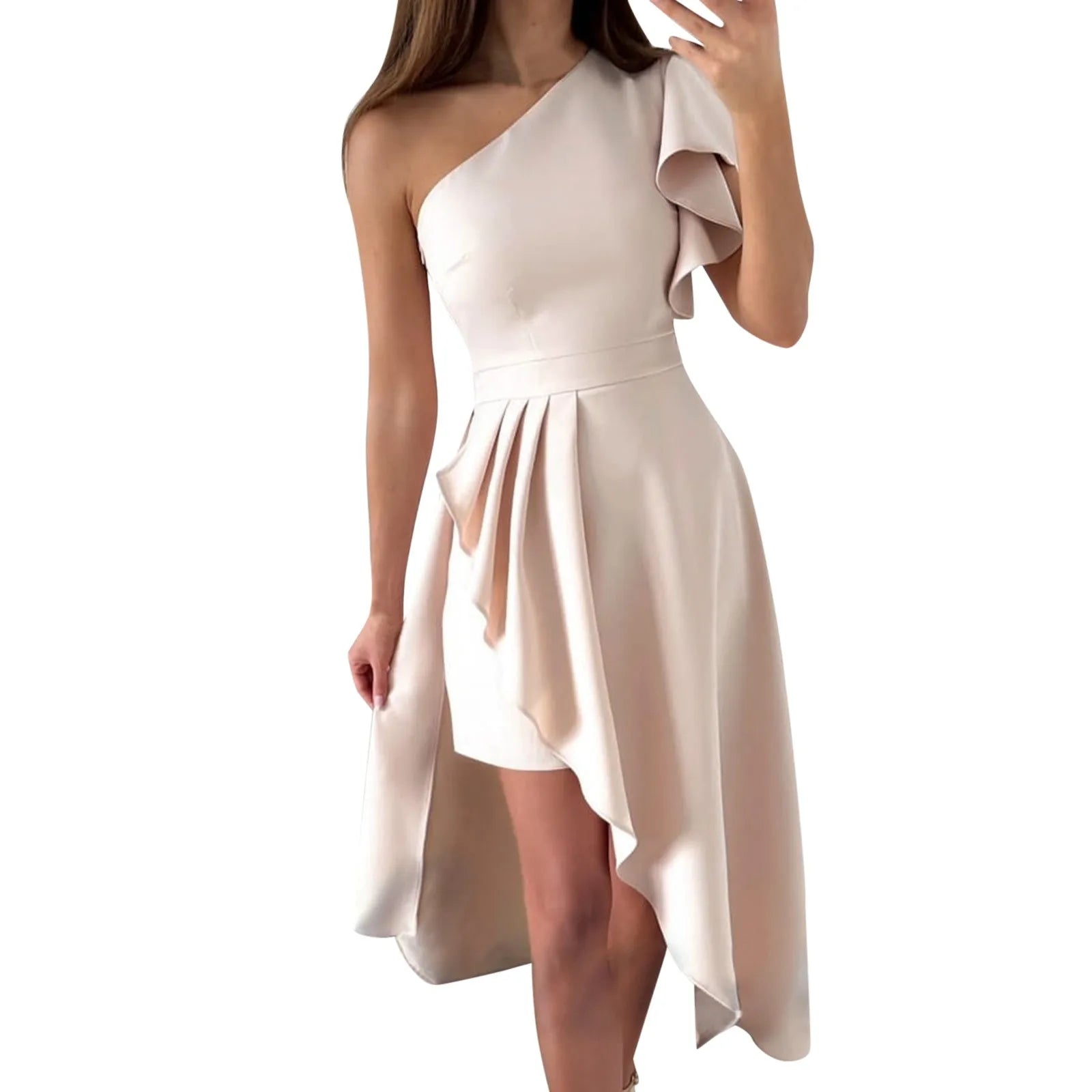 Asymmetric One Shoulder Dress Street Wave Women Party Ready