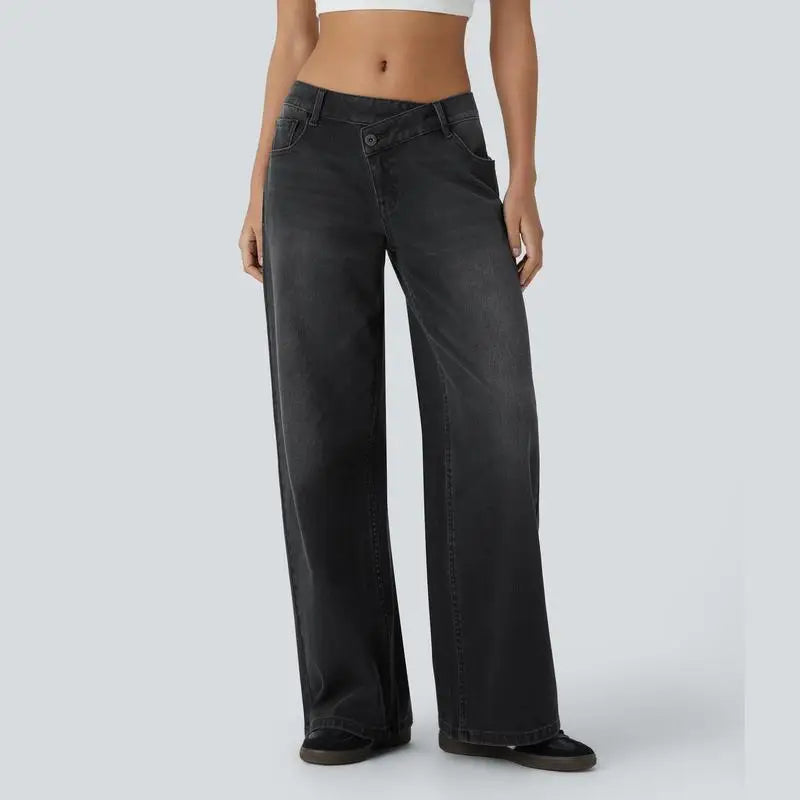 Street-Wave Serenity Baggy Wide-Leg Jeans Comfort Women