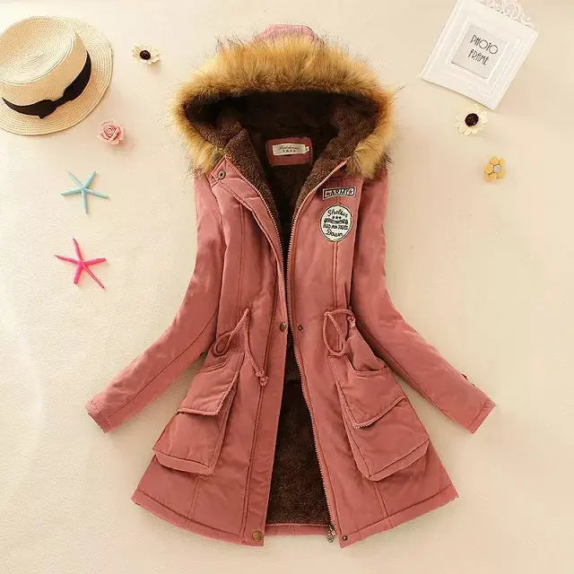 Street-wave Women's Insulated Puffer Jacket With Adjustable Waist And Fur Hood For Winter