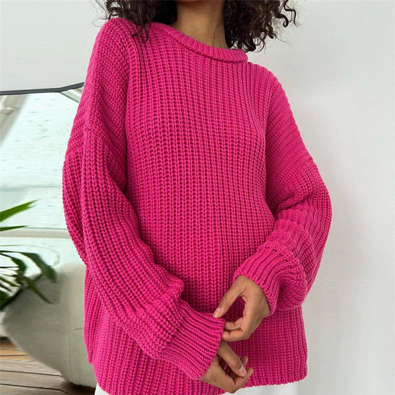 Streetwave Knitted Jumper For Women Cozy Oversized Pink Knitwear Warm And Easy Care